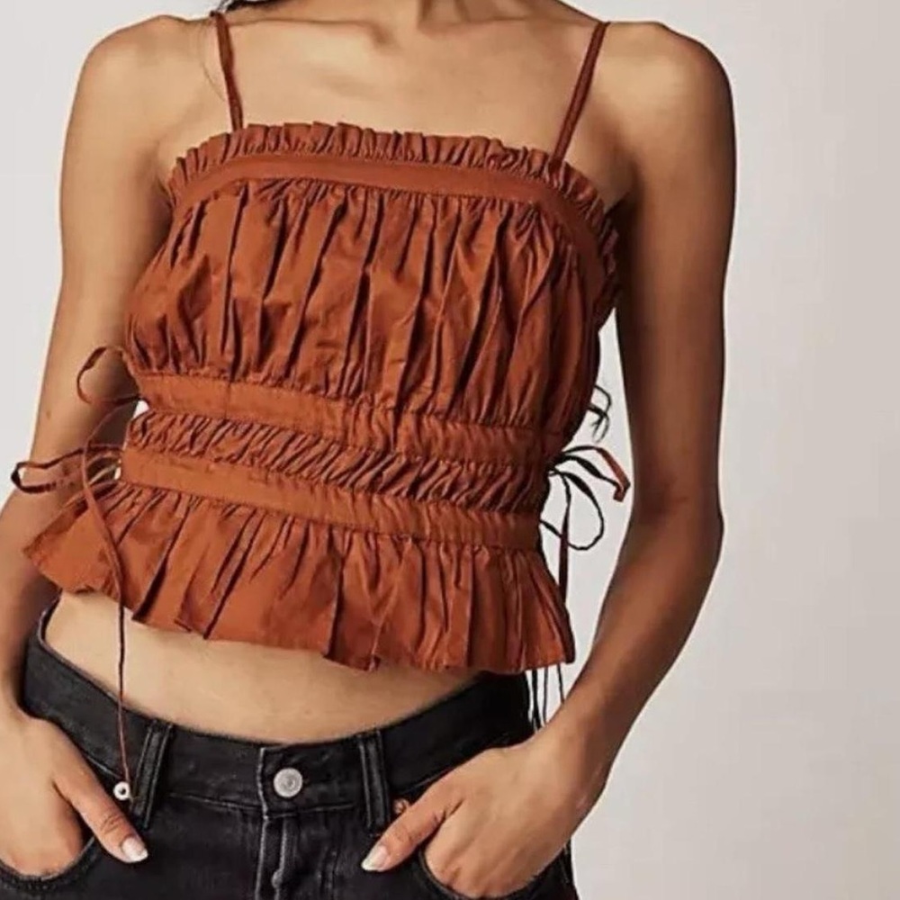 Free People Pretty Penny Ruffle Ruched Tube Top